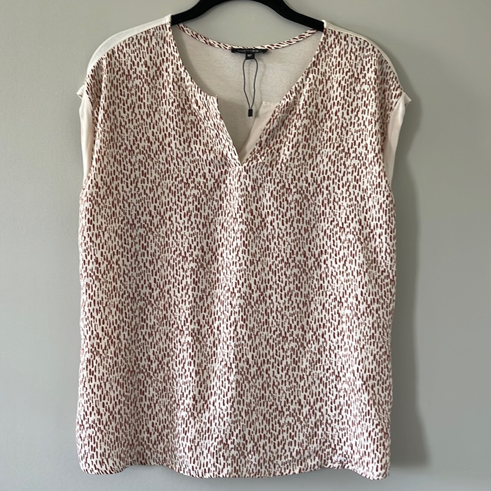 Papermoon Leopard Print Top Shirt Cap Sleeve V Neck Size MP